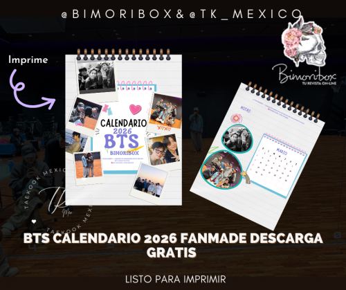 BTS MY HOME CALENDARIO 2026 FANMADE DESCARGAR GRATIS