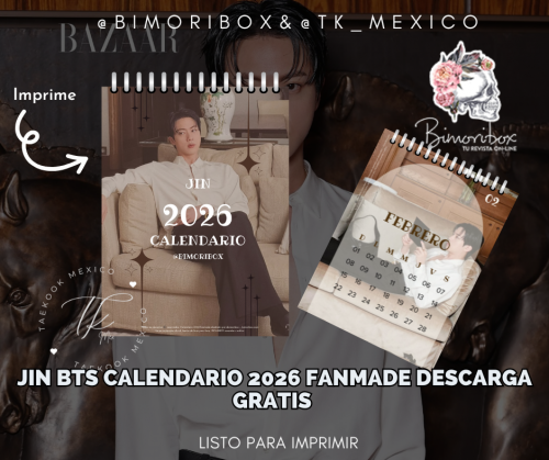 JIN BTS CALENDARIO 2026 DESCARGAR GRATIS