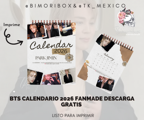 JIMIN X DIOR CALENDARIO 2026 FANMADE DESCARGAR GRATIS