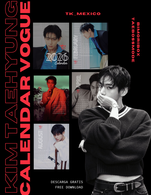 뷔 V X VOGUE KOREA CALENDARIO 2026 FANMADE GRATIS