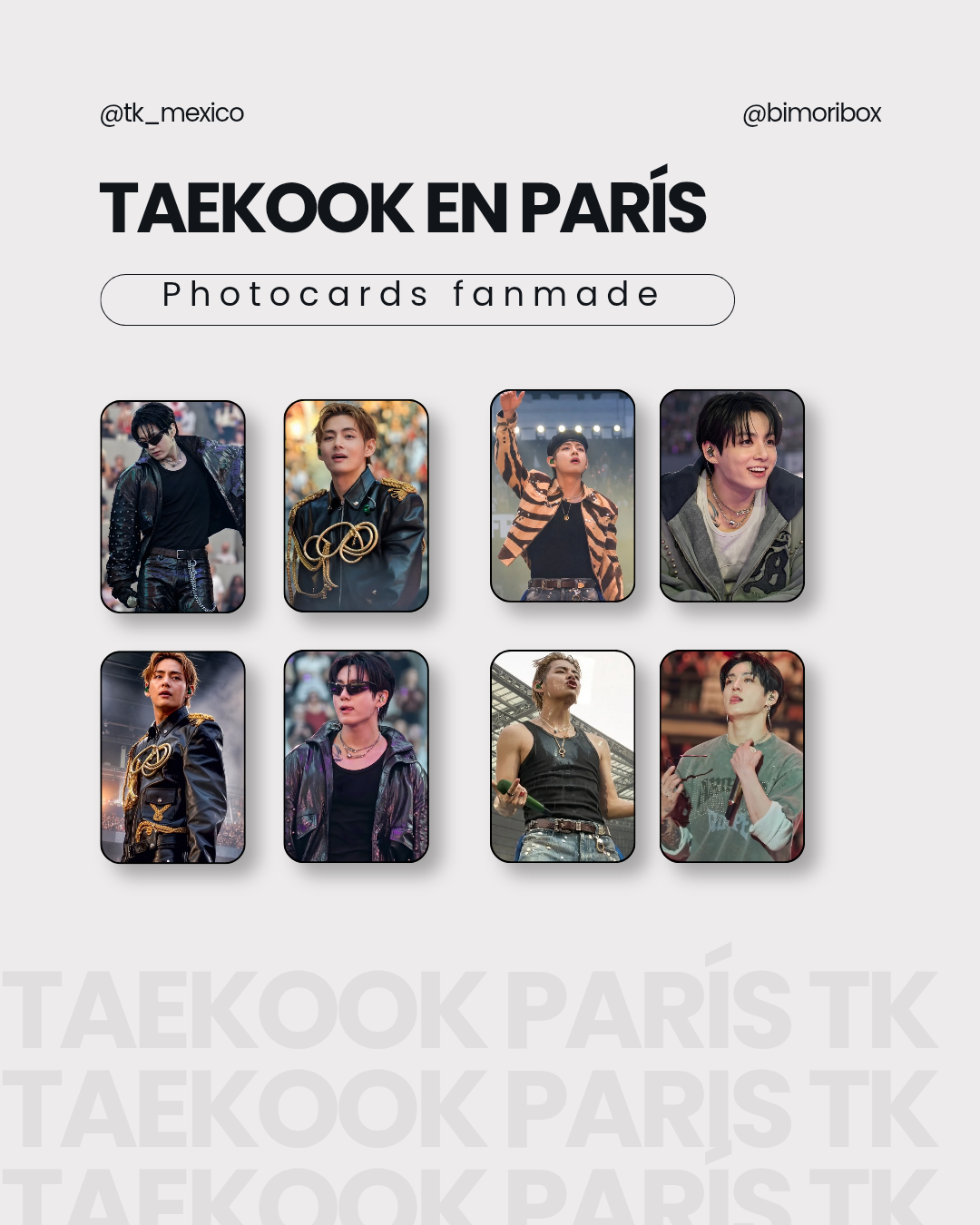 TAEKOOK COLLECTION | TAEHYUNG & JUNGKOOK IN PARIS CONCERTS — PHOTOCARDS FANMADE GRATIS